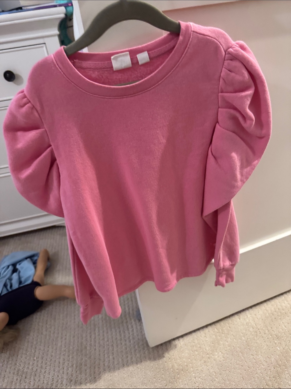 GAP Pink Puff Sleeve Crew Sweatshirt